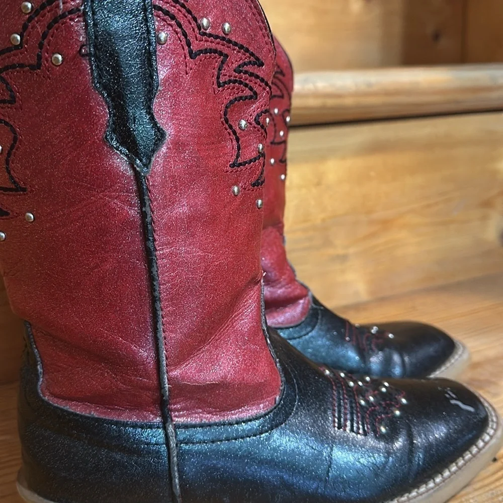 ROPER KIDS Red and Black Western Cowboy Boots